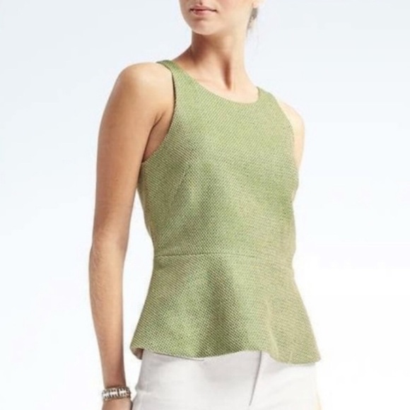 Banana Republic Tops - SALE🔥Banana Republic•Tweed Peplum Green Top•NWT